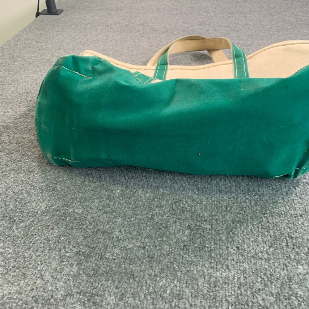 Vintage LL Bean Boat and Tote Canvas Bag Green Large Freeport Maine Beers Tote - Picture 7 of 7
